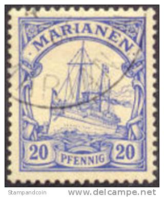 Germany Mariana Islands #20 SUPERB Used 20pf Kaiser's Yacht From 1901 - Mariana Islands