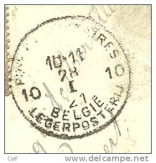 Kaart Vanuit MOERVILLE (Fr) Naar CAMP ELSENBORN Met Stempel PMB 10 Op 28/1/21, Doorverzonden Naar ST-VITH (oostkantons) - Marques D'armées