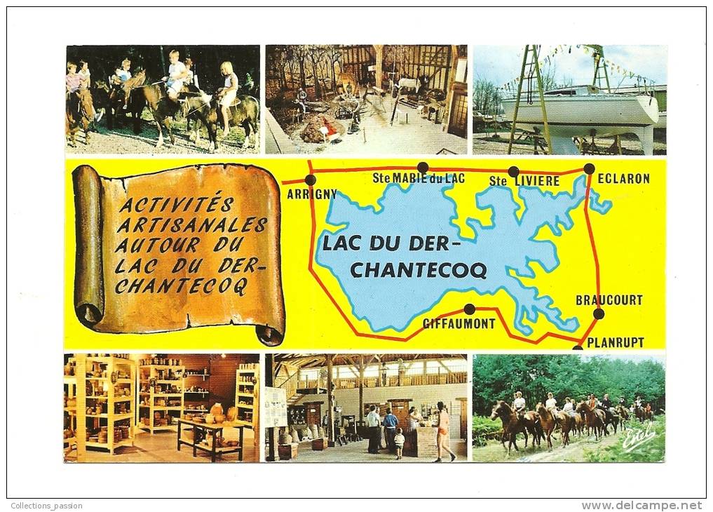 Cp, Carte Géographique, Activités Artisanales, Autour Du Lac Du Der-Chantecoq, Voyagée 1988 - Carte Geografiche