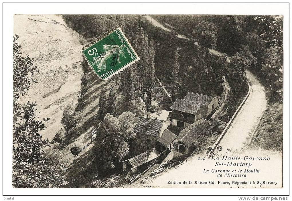 Saint Martory ( St ) - La Garonne Et Le Moulin De L'Escalère - Vue Aérienne - Dos écrit Et Timbré En 1912 - Autres & Non Classés