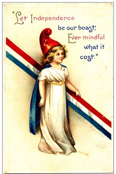 Clapsaddle Signed July 4th Patriotic Postcard - 1912 - Patriotic