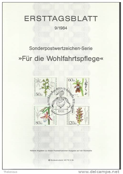 # 1984 Berlino - ETB N. 9 (ERSTTAGSBLATT) - 1. Tag - FDC (Ersttagblätter)