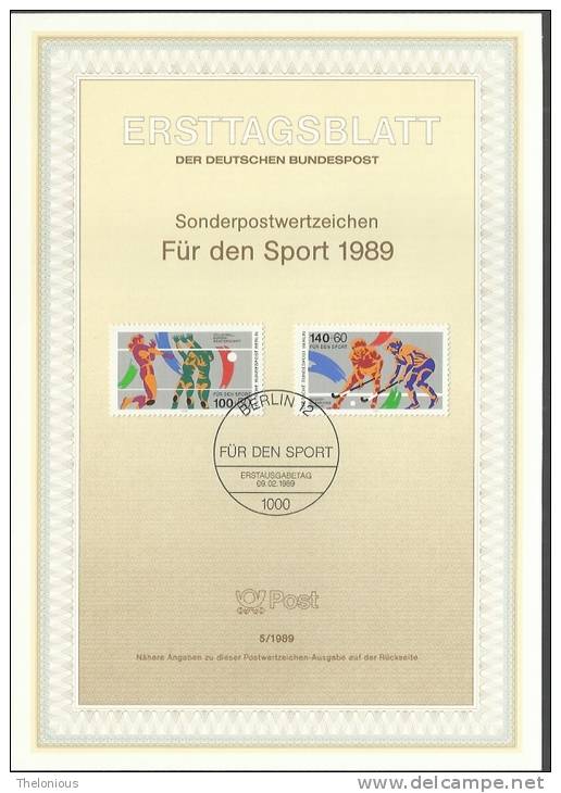 1989 Berlino - ETB N. 5 (ERSTTAGSBLATT) - 1st Day – FDC (sheets)