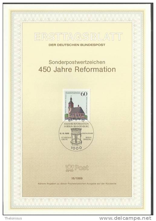 1989 Berlino - ETB N. 16 (ERSTTAGSBLATT) - 1e Dag FDC (vellen)