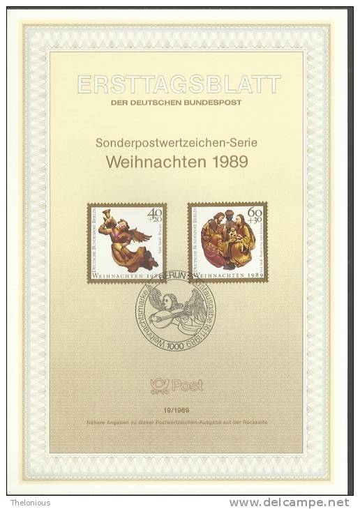 1989 Berlino - ETB N. 19 (ERSTTAGSBLATT) - 1e Dag FDC (vellen)
