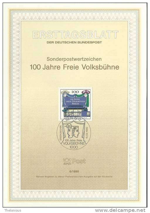 1990 Berlino - ETB N. 6 (ERSTTAGSBLATT) - 1e Jour – FDC (feuillets)