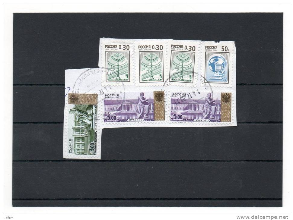 RUSSIE   7 Timbres 0,30 3,00 Et 5,00   Année 1998 2001 Et 2002  (sur Fragment Oblitérés) - Used Stamps