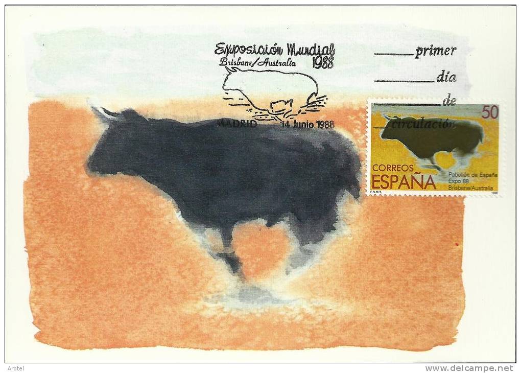 TARJETA MAXIMA 1988 EXPOSICION MUNDIAL BRISBANE AUSTRALIA TORO - Andere & Zonder Classificatie