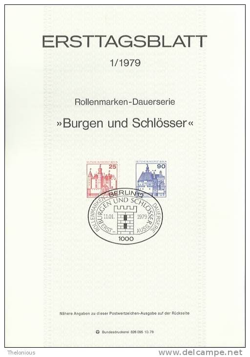 # 1979 Berlino - ETB N. 1 (ERSTTAGSBLATT) - 1e Jour – FDC (feuillets)