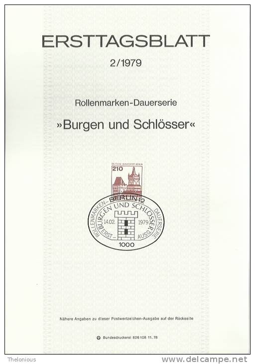 # 1979 Berlino - ETB N. 2 (ERSTTAGSBLATT) - 1e Jour – FDC (feuillets)