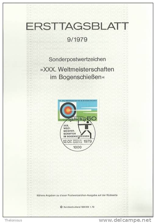 # 1979 Berlino - ETB N. 9 (ERSTTAGSBLATT) - 1° Giorno – FDC (foglietti)