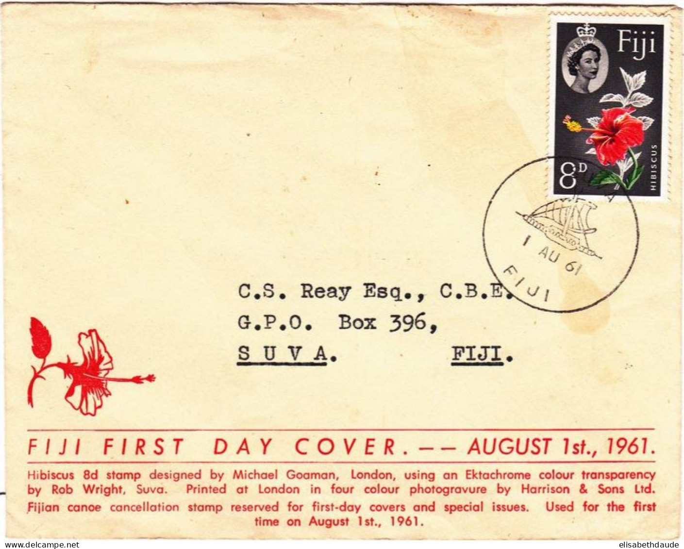 FIJI - 1961 - ENVELOPPE FDC De SUVA - THEME : FLORE - Fidschi-Inseln (...-1970)