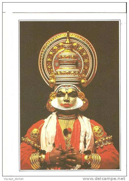 CP, Inde, Kerala, Un Acteur Du Théatre Kathakali, Explications Au Verso, écrite - India