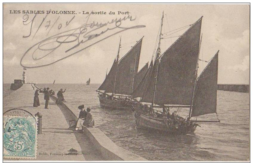 CPA 85 LES SABLES D'OLONNE Sortie Du Port Des Bateaux De Pêche Voiliers 1904 - Sables D'Olonne