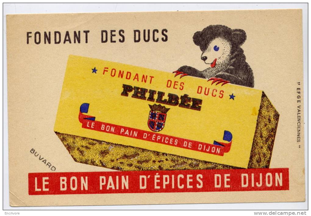 Buvard PHILBEE Fondant Des Ducs Pain D'épice De Dijon Ours - Grand Format - Pan De Especias