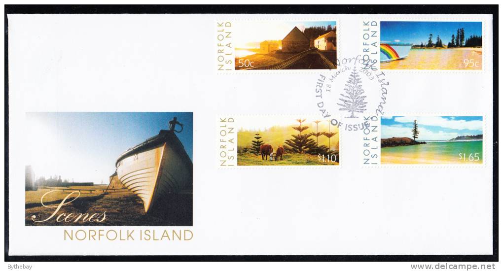 Norfolk Island Scott #789-792 FDC Set Of 4 Photographs By Mary Butterfield - Island Scenes - Ile Norfolk