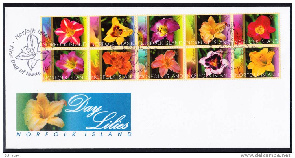 Norfolk Island Scott #793 FDC Block Of 10 Day Lilies - Ile Norfolk