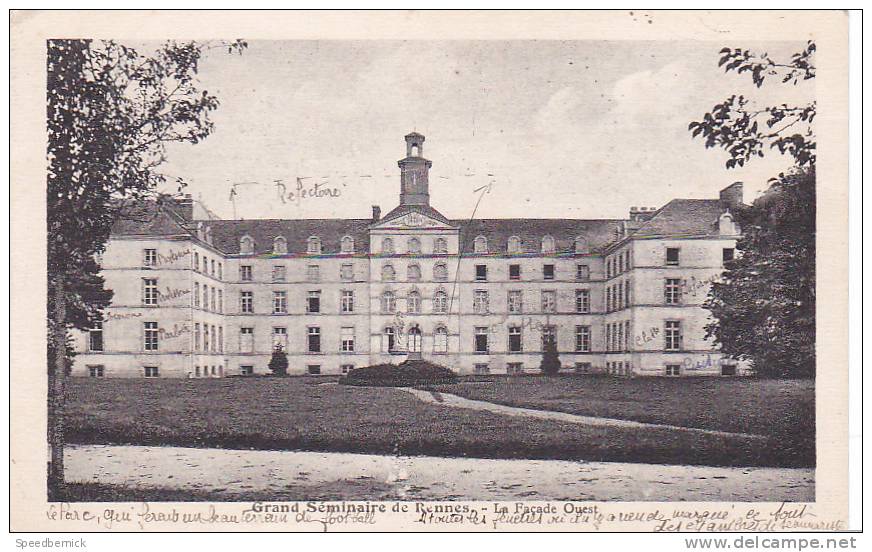 18826 Grand Seminaire Renne. Facade Ouest. " éd Maison Hamann Missions" Texte Maillard Saint Servan. 1931 Surcharge - Rennes