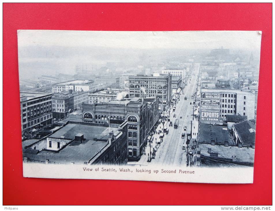 - Washington > Seattle   Looking Up Second Avenue  1908 Cancel -- Ref 340 - Seattle