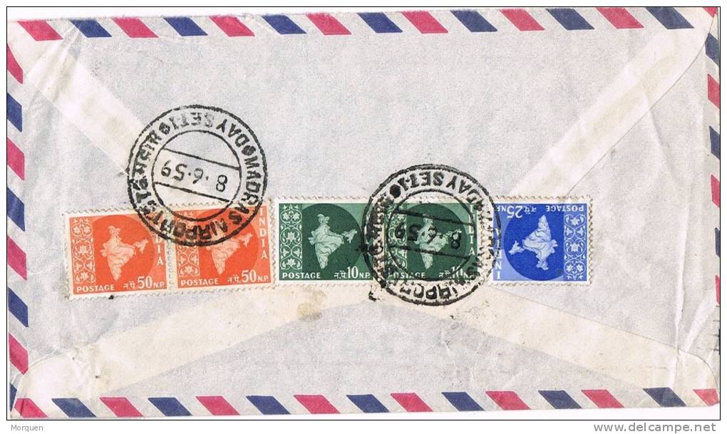 1528. Carta BANGALORE (India) 1959. TAXE Madras - Briefe U. Dokumente