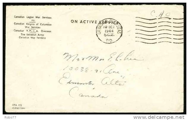 Canada. Millitary, Feldpost, Fieldpost. Canadian Overseas 10.Oct.1944 S.C.2. P.D. (Q17013) - Postgeschichte