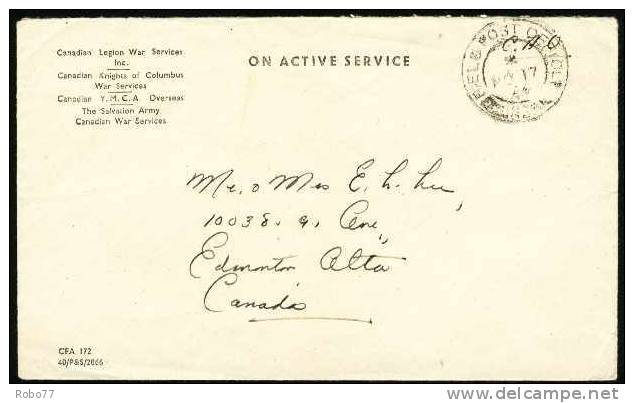 Canada. Millitary, Feldpost, Fieldpost.  Field Post Office 828 Oc.17.44.  (Q17011) - Histoire Postale