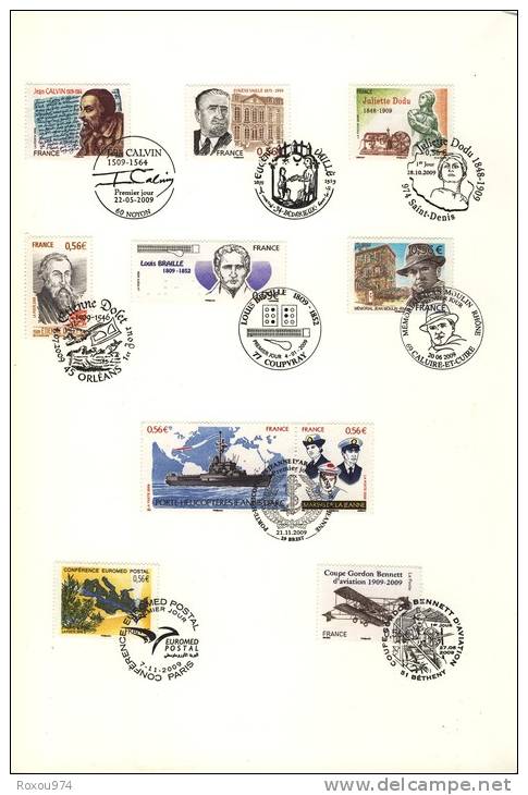 ORIGINAL!!! "PREMIERS JOURS Des TIMBRES De FRANCE" Emissions 2009   TAILLE DOUCE - Blocs Souvenir