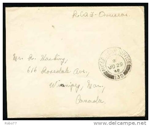 1942 Canada. Millitary, Feldpost, Fieldpost.  Field Post Office 130 Ju.29.42.  (Q17008) - Postgeschichte