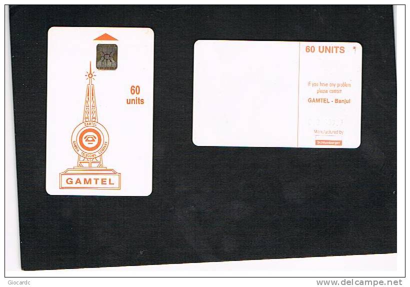 GAMBIA - GAMTEL  (CHIP)   - LOGO ORANGE 60  (MATT, CODE C48100909)    - USED   -  RIF. 599 - Gambia