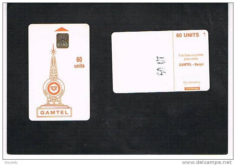 GAMBIA - GAMTEL  (CHIP)   - LOGO ORANGE 60  (GLOSSY, CODE C4C100960)    - USED  -  RIF. 601 - Gambie