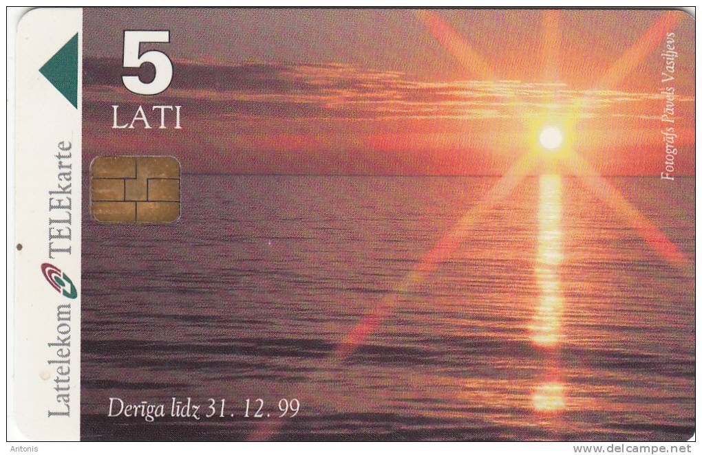 LATVIA - Baltic Sea/Sunset, Tirage 50000, Exp.date 31/12/99, Used - Lettonia