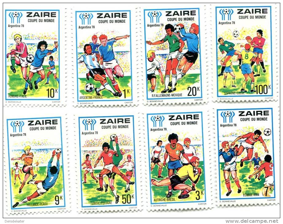 Zaire 1978.Coupe Du Monde. Argentina 78.Football.Soccer.Voetbal.Argentine-France.Etc. Sports.Sport.Good! Complete Serie. - 1978 – Argentine