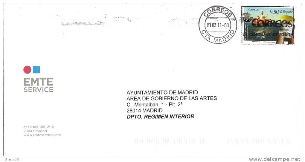 2011-ED.4627-SERIE COMPLETA EN CARTA (220X110 MM) CIRCULADA-BIODIVERSIDAD Y OCEANOGRAFIA.EXPEDICIÓN MALAESPINA - Briefe U. Dokumente
