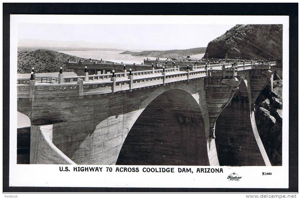RB 799 - Real Photo Postcard - US Highway 70 Across Coolidge Dam Arizona USA - Hydro Electricity Power Theme - Andere & Zonder Classificatie