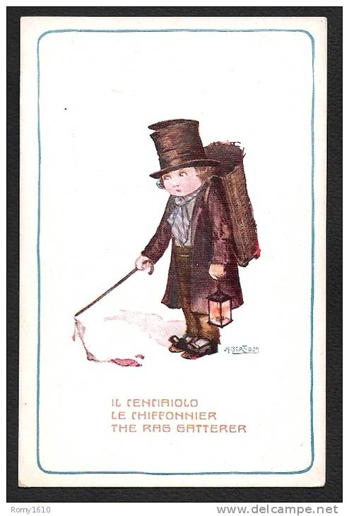 Bertiglia. Il Cenciaiolo.  Le Chiffonnier.- The Rag Gatterer. Thème Métiers. Litho. 2 Scans. - Bertiglia, A.