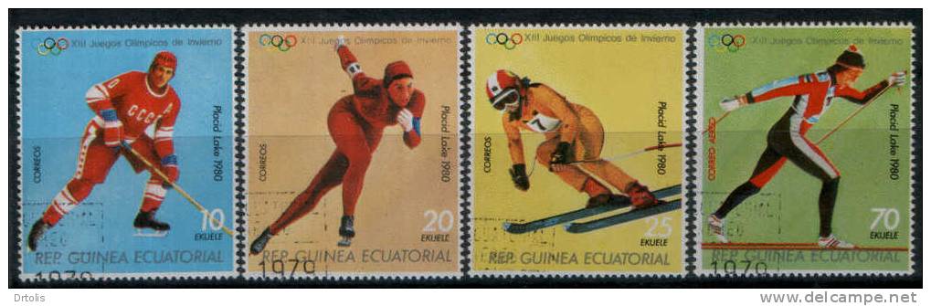 GUINEA ECUATORIAL / WINTER OLYMPIC GAMES / LAKE PLACID 80 / 4 VFU STAMPS / 2 SCANS .  . - Winter 1980: Lake Placid