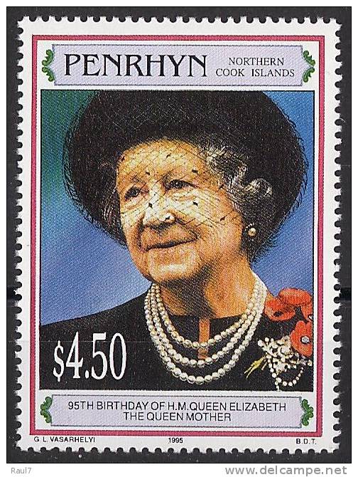 PENRHYN (Cook Islands)  - 95eme Ann Reine Mere- 1v NEUF *** (MNH) - Penrhyn