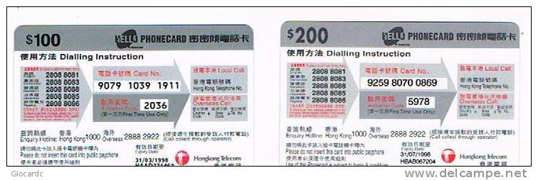 HONG KONG - H.K. TELECOM  (REMOTE) - HELLO LOT OF 2 DIFFERENT  - USED   -  RIF. 693 - Hongkong