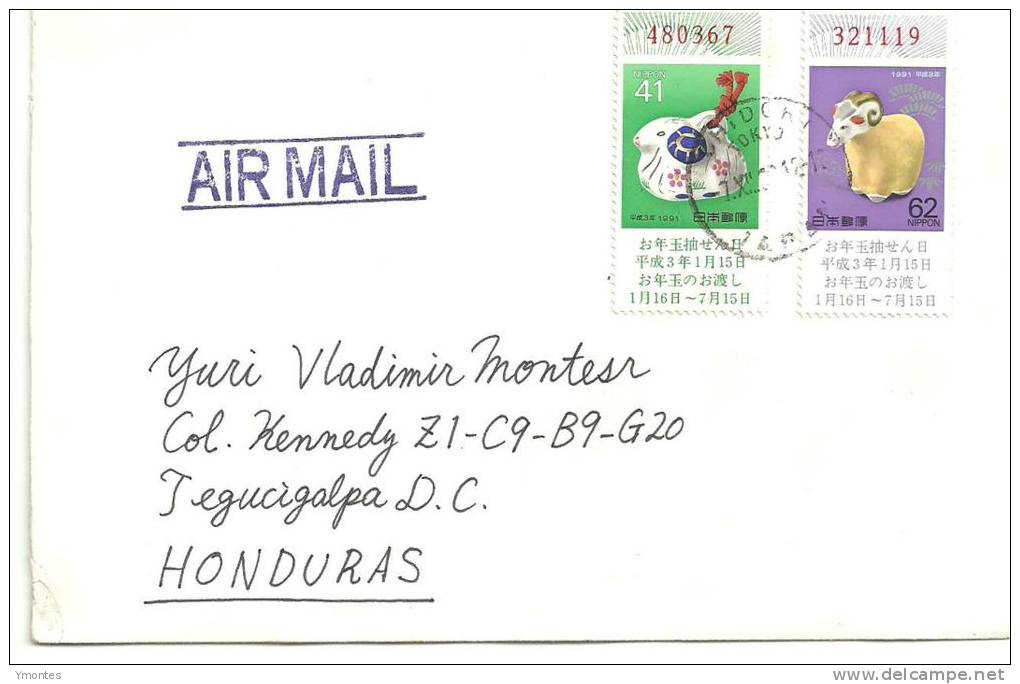 Cover Japan To Honduras 1991 - Lettres & Documents