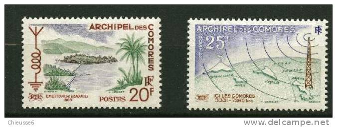 Comores ** N° 17 - 18 - Radiodiffusion - Unused Stamps