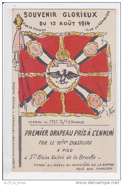 SOUVENIR GLORIEUX DU 15 AOUT 1914 , 1ER DRAPEAU PRIS A L' ENNEMI PAR LE 10 EME CHASSEURS A PIED A STE BLAISE - War 1914-18