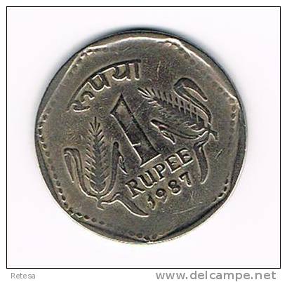 INDIA  1 RUPEE  1987 - Indien