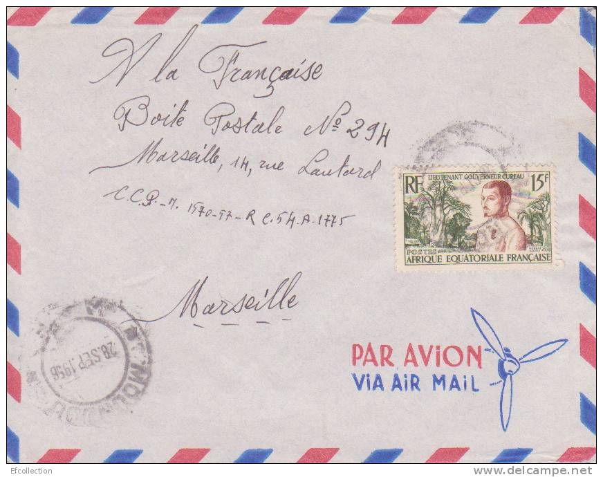 Moundou Tchad Afrique Colonie Française Lettre Par Avion Pour Marseille Marcophilie - Briefe U. Dokumente