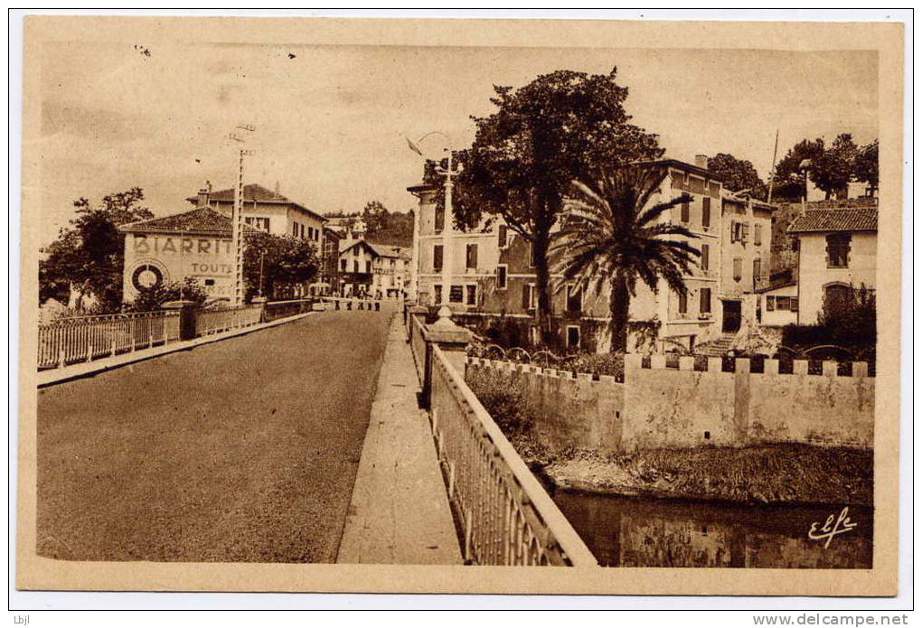 BEHOBIE , Le Pont International , + Cachet Au Dos : " Emile DRAVASA , Café De La Frontière , BEHOBIE " - Béhobie