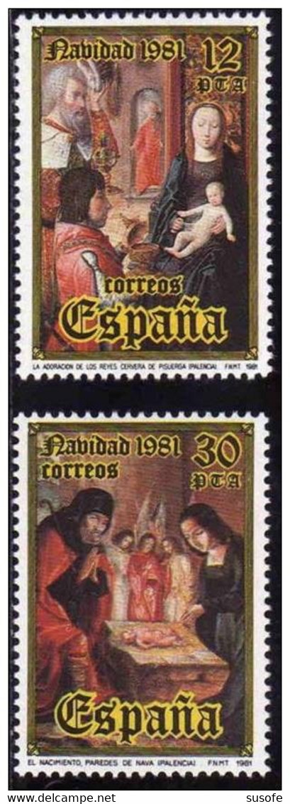 España 1981 Edifil 2633/4 Sellos ** Christmas Nöel Navidad Adoracion De Los Reyes Y Nacimiento De Juan De Flandes 2522/3 - Nuevos