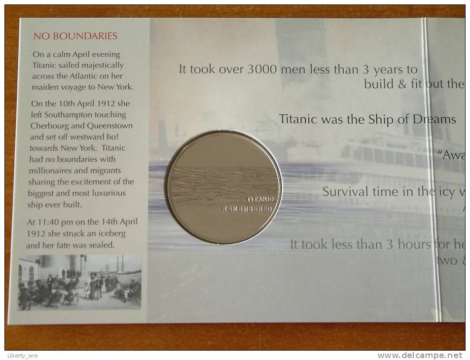 " TITANIC " The Royal Mint Remembered BU MEDAL 38,45 mm. / 28,28 gram UNC ( details zie foto´s) !!