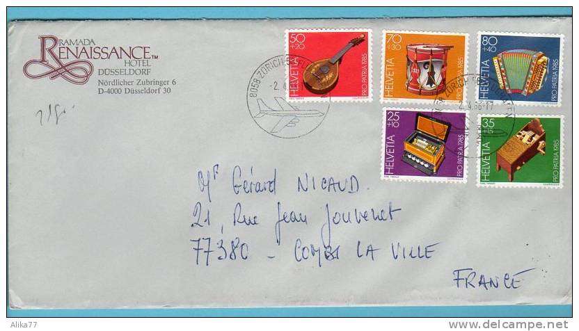 SUISSE   Pro Patria 1985 Sur Lettre  Y. Et T.  N° 1225 à 1229 - Briefe U. Dokumente