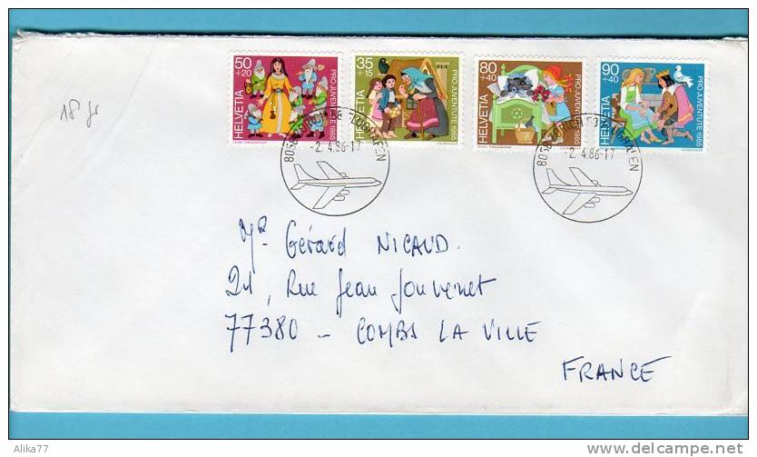 SUISSE   Pro Juventute 1985 Sur Lettre  Y. Et T.  N° 1233 à 1236 - Lettres & Documents