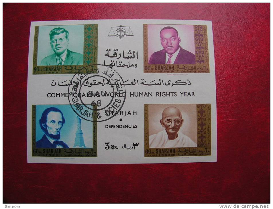 == Sharjah,  Kennedy , Linconl Und Gandhi 1968 - Mahatma Gandhi