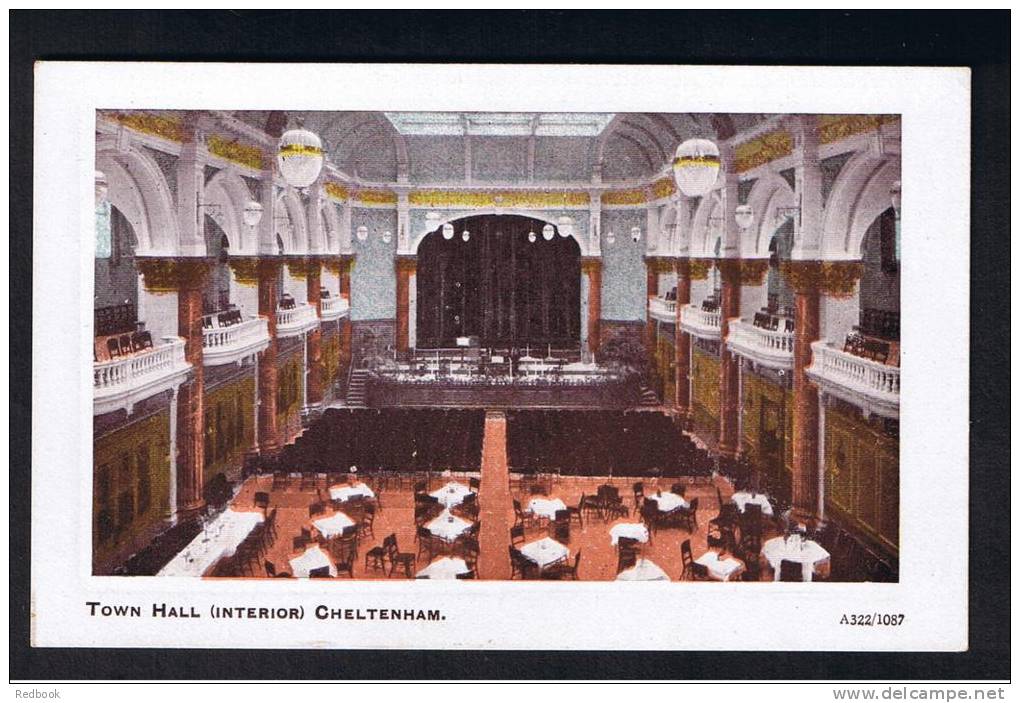RB 800 - 2 Postcards - Cheltenham Gloucestershire - The Promenade &amp; Interior Of Town Hall - Cheltenham
